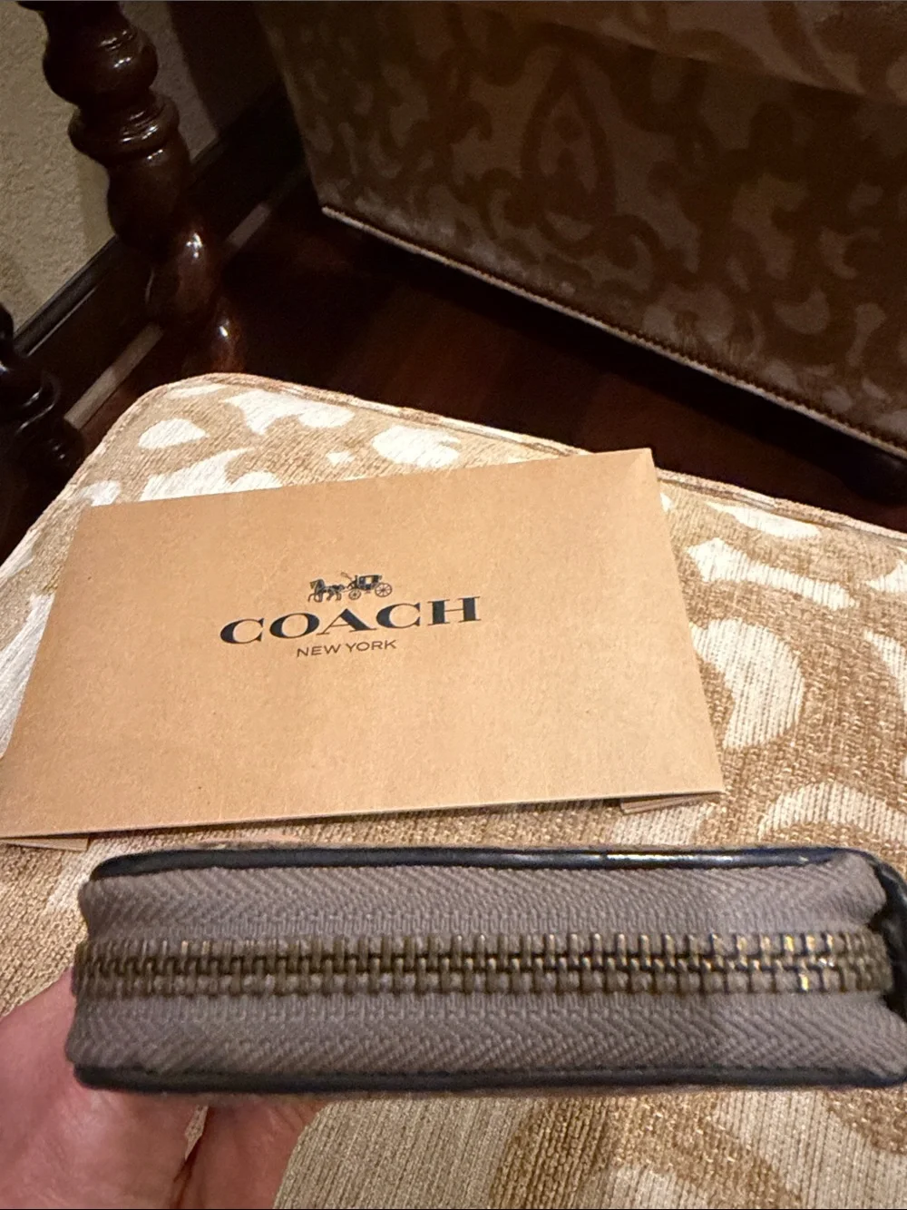Coach Snake-Print Zip Wallet in Gray and Black Tones - lavender interior 💜